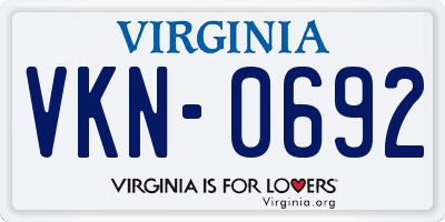 VA license plate VKN0692