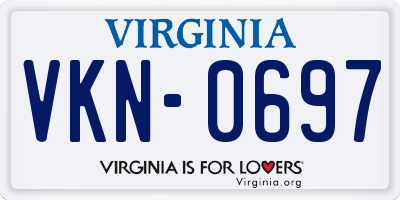 VA license plate VKN0697