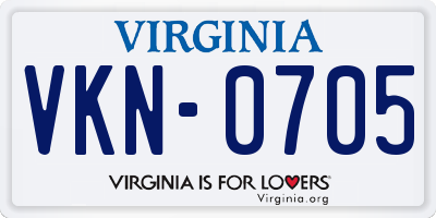 VA license plate VKN0705