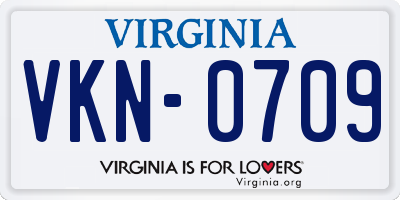 VA license plate VKN0709