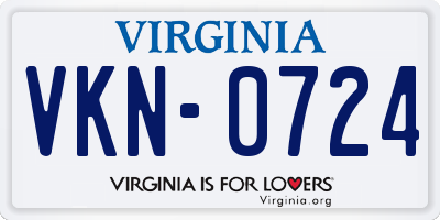 VA license plate VKN0724