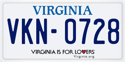 VA license plate VKN0728