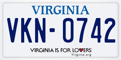 VA license plate VKN0742