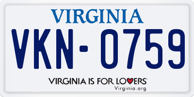 VA license plate VKN0759