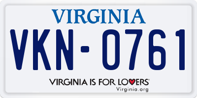 VA license plate VKN0761