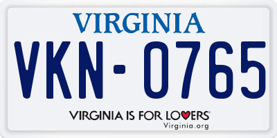 VA license plate VKN0765