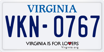 VA license plate VKN0767