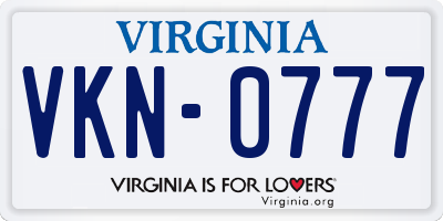 VA license plate VKN0777
