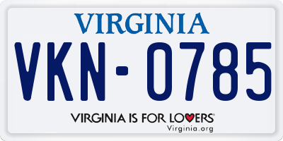 VA license plate VKN0785