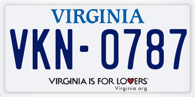 VA license plate VKN0787