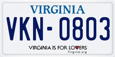 VA license plate VKN0803