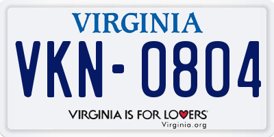 VA license plate VKN0804