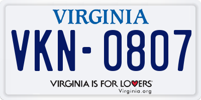 VA license plate VKN0807