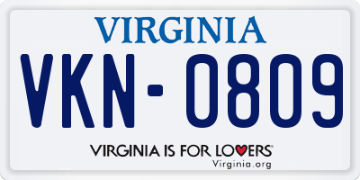VA license plate VKN0809