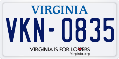 VA license plate VKN0835