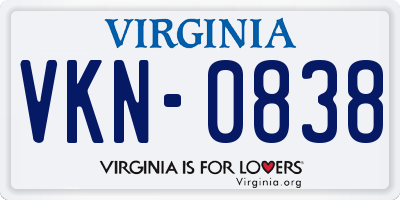 VA license plate VKN0838