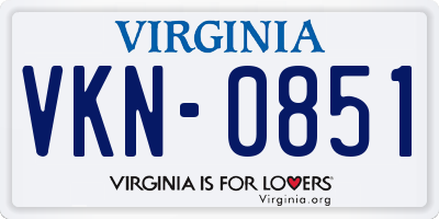 VA license plate VKN0851