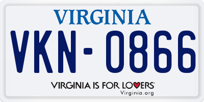 VA license plate VKN0866
