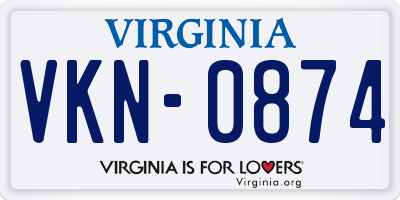 VA license plate VKN0874