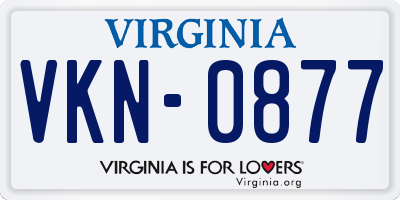 VA license plate VKN0877