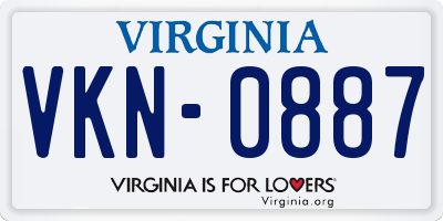 VA license plate VKN0887