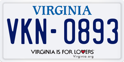 VA license plate VKN0893