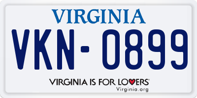VA license plate VKN0899