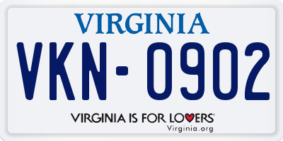VA license plate VKN0902