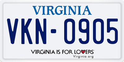 VA license plate VKN0905