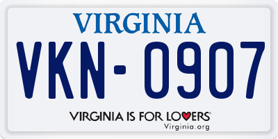 VA license plate VKN0907