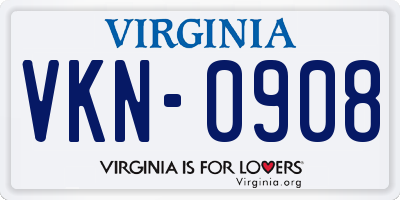 VA license plate VKN0908