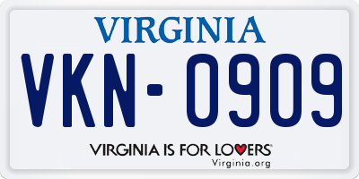 VA license plate VKN0909