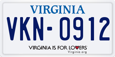 VA license plate VKN0912