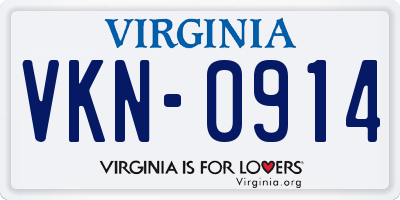 VA license plate VKN0914