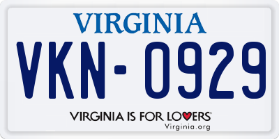 VA license plate VKN0929