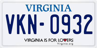 VA license plate VKN0932