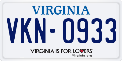 VA license plate VKN0933