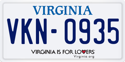 VA license plate VKN0935