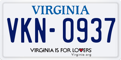 VA license plate VKN0937