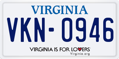 VA license plate VKN0946