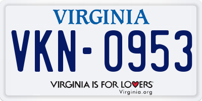 VA license plate VKN0953