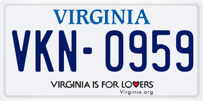 VA license plate VKN0959
