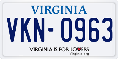 VA license plate VKN0963