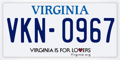VA license plate VKN0967