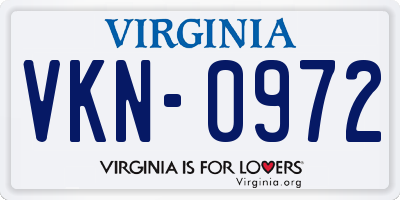 VA license plate VKN0972