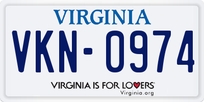 VA license plate VKN0974