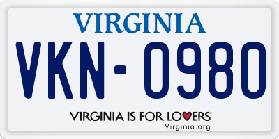 VA license plate VKN0980