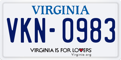 VA license plate VKN0983