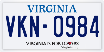VA license plate VKN0984