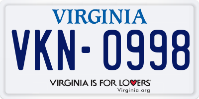 VA license plate VKN0998